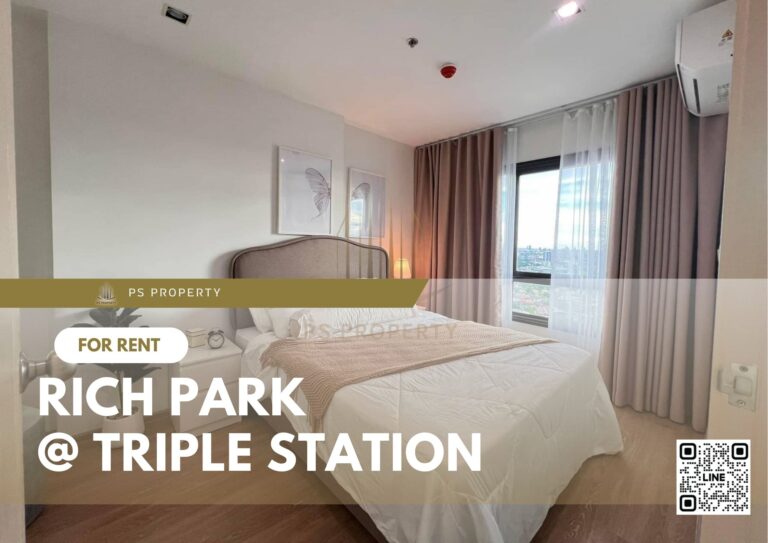 PS37198 – Condo Near ARL Hua Mak Station For Rent , One bedroom unit at Rich Park @ Triple Station
